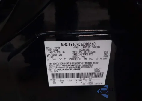 2016 Lincoln Mkx Black Label from USA, damaged, VIN 2LMPJ9JP4GBL82652